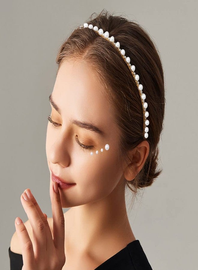 Prudiut Pearl Stickers for Crafts Self Adhesive Face Pearl Sticker Gems Hair Pearls Stick On 1650 Pcs Pearls Beads for Face, Makeup, Earrings, Nail, 3mm/4mm/5mm/6mm (White) - Image 5